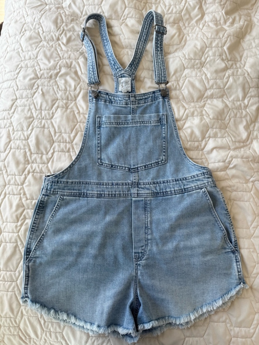 aerie Light Blue Denim Overall Shorts